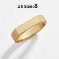 Detail view of the flat top golden rectangular ring showing US Size 8 dimensions - US 8 / Gold