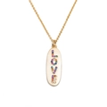 Collar de oro con colgante ovalado y gemas de circonio de colores LOVE - Cadena O LOVE De Circonita Colorida