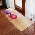 Christmas flannel absorbent door mat with festive red ornaments on wood floor - 40x60cm / Red Ornaments & Hearts
