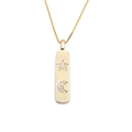Goldhalskette mit rechteckigem Stern- und Mondanhänger, besetzt mit Zirkonia-Steinen - Goldene Box-Kette Stern Mond Stil