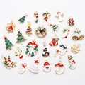 Lot de 25 breloques de Noël en émail avec sapins, bonhommes de neige et pendentifs élan - Lot de 25 Pcs (Env. 28g)