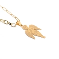 Goldene Hip-Hop-Halskette mit Engelsflügel-Anhänger an einer schicken Edelstahlkette - Engelsfigur