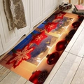 Tappeto passatoia natalizio con candela, palline rosse e pigne su pavimento in legno - 40x60cm / Stile 4