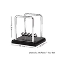 Black ABS base Newton's Cradle balance balls with five silver steel spheres for desk - Large Square Black Base
