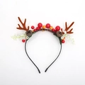 Christmas reindeer antler headband with brown felt antlers, red berries and bells - Lily of the Valley with Bells / 3#