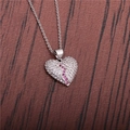 Collana con pendente a cuore spezzato decorata con cristalli trasparenti e rosa - Cuore Infranto Argento