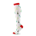 Chaussettes de compression de Noël à motifs sapins verts et détails rouges contrastés - S/M / Sapin de Noël