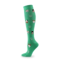 Christmas compression socks in green with festive cat patterns and paw prints - Green Base Christmas Animals