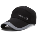 Men's baseball cap in black and grey with extended brim and modern athletic side print - Adjustable / Black