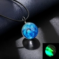 Glow-in-the-dark galaxy glass pendant necklace with luminous green light in the dark - Luminous Style 7