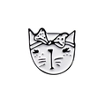 Pin de esmalte gato blanco lindo con lazo de lunares y expresión facial dulce - Gato con Pajarita (CC1996)
