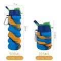 Collapsible camo yellow silicone sports bottle with carabiner in 500ml and 225ml sizes - 500ml / Camouflage Yellow B