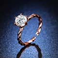 Classic rose gold twisted band ring with a six-prong round moissanite stone setting - Y106【1 Carat Rose Gold】