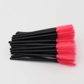 50 Stück Einweg-Silikon-Wimpernbürsten mit rosa Bürstenköpfen und schwarzen Griffen - Ananasform / Dunkelrosa