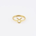 Detailed macro of a 18k gold-plated stainless steel Taurus zodiac sign adjustable ring - Adjustable Open Gold / Taurus