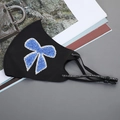 Black sun-protective ice silk face mask featuring a sparkling blue rhinestone butterfly - Bowknot-Blue