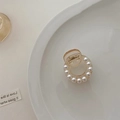 Pince à cheveux circulaire transparente ornée de perles blanches élégantes - Pince à 10 perles