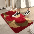 Rote und beige saugfähige Türmatte mit Blumenmuster und Füßen beim Betreten - 40x60cm / Rot Großblumig