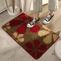 Rote florale rutschfeste Türmatte mit braunem Hintergrund und schwarzen Canvas-Schuhen - 40x60cm / Prächtiges Rot