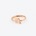 Macro view of Scorpio zodiac sign on rose gold stainless steel open ring detail - Adjustable Open Rose Gold / Scorpio
