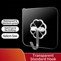 Gancio adesivo trasparente 6x6cm con base a quadrifoglio e gancio in acciaio inox - Trasparente (Standard)