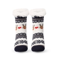 Detailansicht der Winter-Thermosocken mit Rentier-Mustern und weichem Plüsch-Innenfutter - Herz Marineblauer Rentier