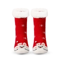 Red knit Christmas socks with white snowflake patterns and 3D cartoon mouse design - Red Rabbit