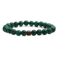 Detail of 8mm malachite texture beads and thermochromic mood stone on a beaded bracelet - Malachite