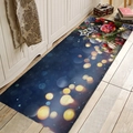 Christmas flannel absorbent runner rug with blue gradient and festive ornaments - 40x60cm / Blue Bokeh/Red Silver Balls