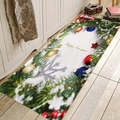 Tapis de sol festif en flanelle Happy New Year avec aiguilles de pin et décorations - 40x60cm / Blanc Bonne Année