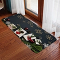 Paillasson de Noël en flanelle avec flocons 3D et branches de pin sur parquet - 40x60cm / Boîte Cadeau Flocon de Neige Bleue