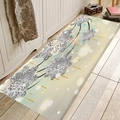 Absorbent flannel Christmas floor mat with silver snowflake design on wooden floor - 40x60cm / Silver Snowflake Light Effect