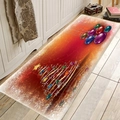 Christmas flannel absorbent runner rug with festive red ornaments on light wood floor - 40x60cm / Style 4