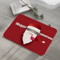 Festive Christmas flannel floor mat with Santa Claus pattern and Merry Christmas text - 40x60cm / Brick Wall Sunglasses Santa