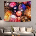 Gran tapiz de pared festivo con diseño de fuegos artificiales para decoración - 150x130cm / Patrón 3 (Fuegos Artificiales de Colores)