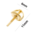 Cierres de pendientes de rosca en plata de ley 925 chapada en oro con medidas - 1 Set/Tapón 6mm + Pin 11mm / Dorado/Plata S925 Chapada Oro 18K/Set Tapón+Pin