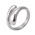 Polierter Edelstahlring in Silber mit einzigartigem Wassertropfen-Wickeldesign - US 9 / Stahlfarbe