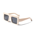 Modische Oversize-Sonnenbrille in Cremeweiß mit schwarzen Gläsern für einen trendigen Look - Beigefarbener Rahmen Graue Linse