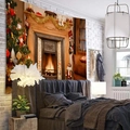 Christmas tapestry with warm fireplace and holiday tree for festive wall decoration - Nutcracker and Gift Box Scene(5)