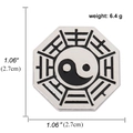 Silver octagonal Yin Yang Bagua enamel pin badge with 2.7cm size and 6.4g weight info - Octagon Black Silver Bagua-A00993