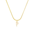 Detail of gold snake chain with crystal-encrusted letter P pendant for women - Letter P