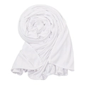 Vue détaillée de la texture du jersey de coton blanc doux et des bords cousus premium - Blanc