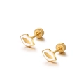 Mini gouden lip oorknopjes van titaniumstaal met wit emaille en veilige schroefsluiting - Wit (Enkel Stuk)