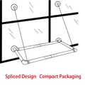 Schéma de structure d'un hamac de fenêtre pour chat avec ventouses à vis et design épissé - Tube Blanc en Maille Sandwich / Jeu de ventouses à vis et droites