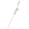 Detailed macro of silver LOVE earrings with clear cubic zirconia and heart pendant - LOVE Letter / Silver