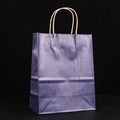 Purple textured kraft paper gift bag with twisted rope handle for shopping and packaging - 130g Russian Kraft / Small Vertical 21x15x8cm / Deep Blue