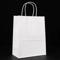 White kraft paper shopping bag with sturdy twisted rope handles and gusset design - 120g White Kraft Paper / Medium Vertical 27x21x11cm / White