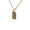 Elegant gold square pendant necklace featuring embossed letter N on a fine box chain - Letter N