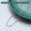 Cross bead chain in steel color 1.7mm width made of titanium steel for women - Thick Cross Bead Chain 40+5cm / Steel