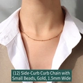 Delicate 1.5mm gold-plated curb chain necklace with small beads for women - Curb Bead Chain 40+5cm / Gold